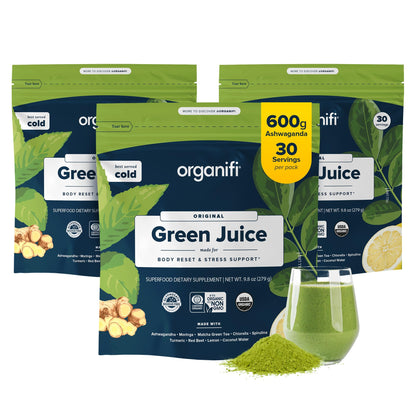 Organifi Green Juice - Powder Supplement with Organic Spirulina, Ashwagandha, and Chlorella - Helps Achieve Fitness Goals and Reduce Cortisol Levels, 30-Day Supply Gsupps Australia