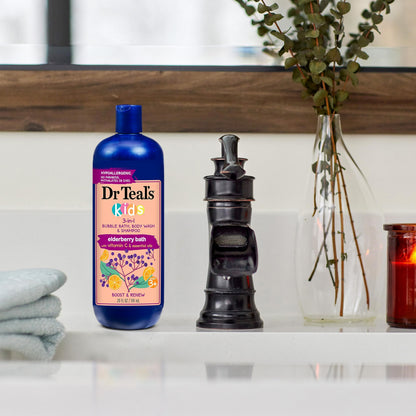 Dr Teal's Kids 3-in-1 Elderberry Bath: Bubble Bath, Body Wash & Shampoo, 20 fl oz Dr Teal's