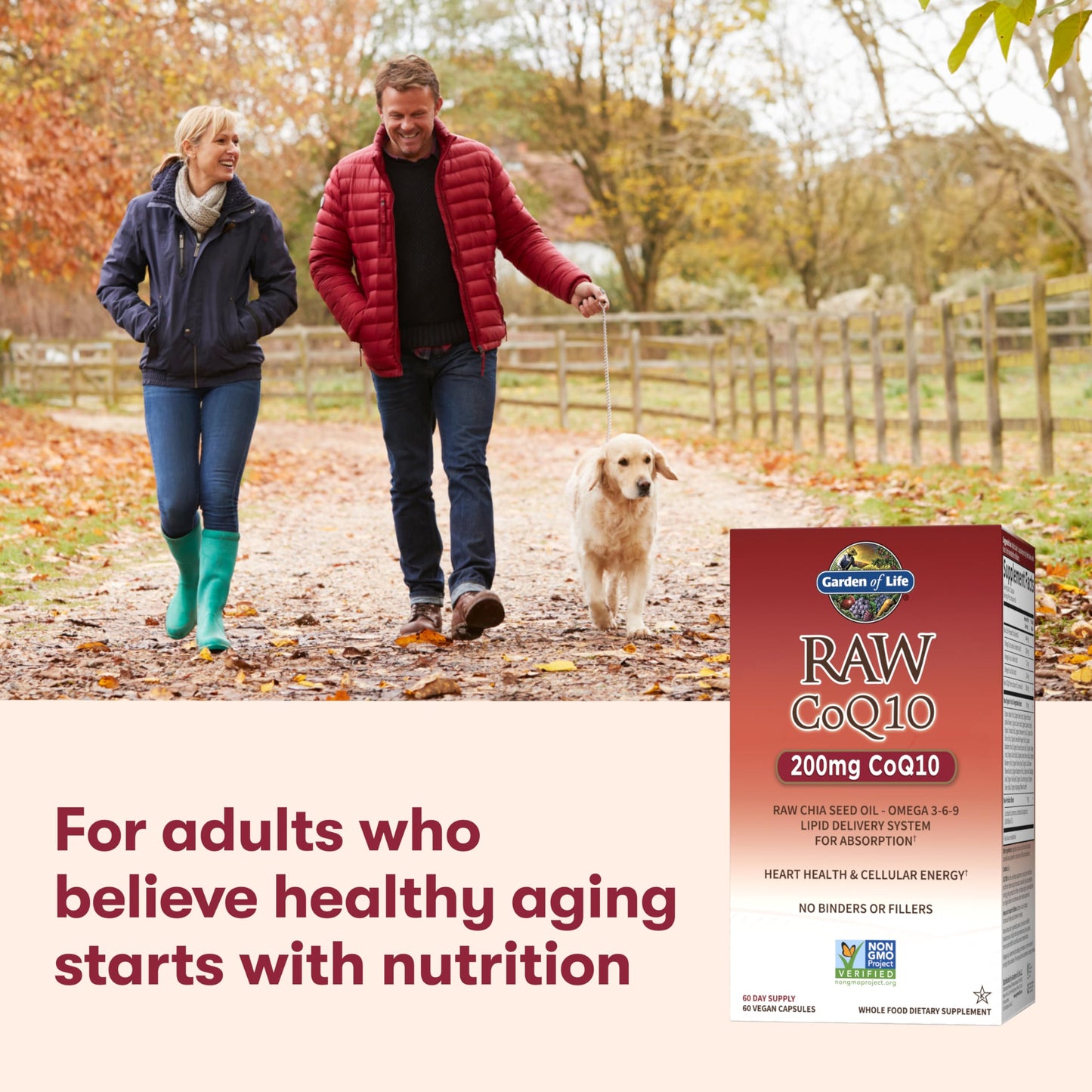 Garden of Life CoQ10 200mg, Vegetarian Omega 3 6 9 Supplement Raw Co Q 10 Chia Seed Oil, Whole Food Nutrition with Antioxidant Support Garden of Life