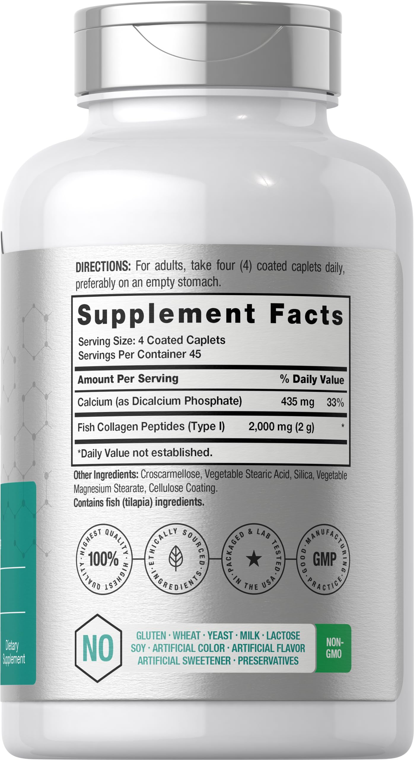 Horbäach Marine Collagen Peptides 2000mg | 180 Caplet Capsules | Type 1 with Calcium | Non-GMO, Gluten Free Supplement Horbäach buy australia supplements