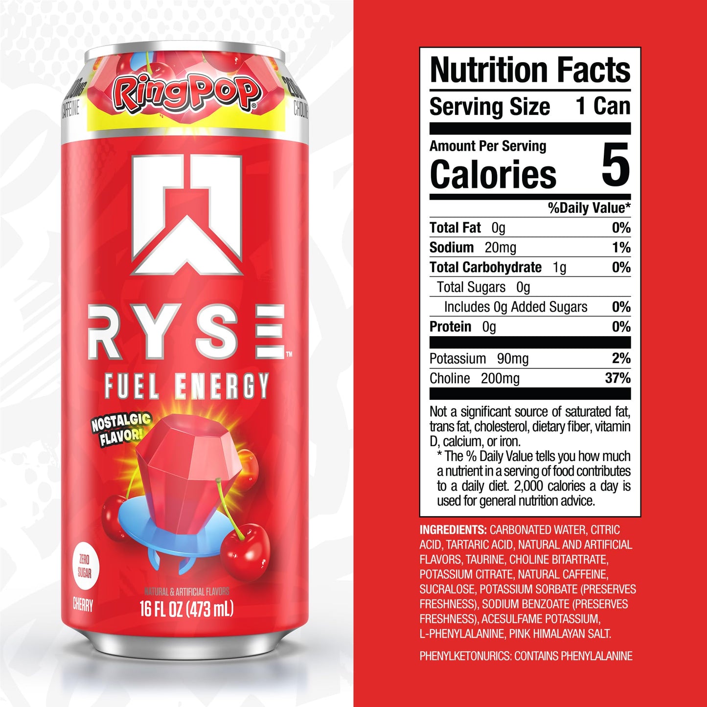 RYSE Fuel Energy Drink - Variety Pack - Sugar Free, Gluten Free & Vegan - 200mg Natural Caffeine, Taurine & Choline for Focus & Energy - No Artificial Colors - 16 fl oz Cans (12-Pack)
