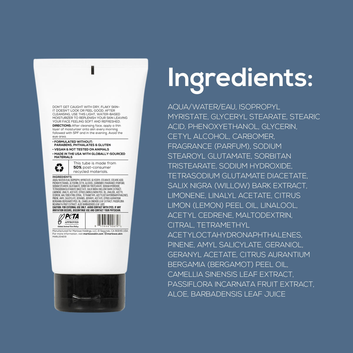 MARLOWE. Facial Moisturizer for Men, Non-Greasy Daily Face Lotion, 6 oz MARLOWE.