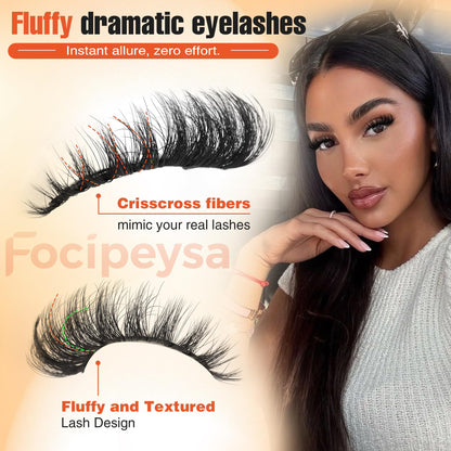 Mink Lashes Full Volume False Eyelashes 18mm Dramatic Faux Mink Eyelashes Natural Look Cat Eye Volume Eye Lashes Multipack by Focipeysa Focipeysa