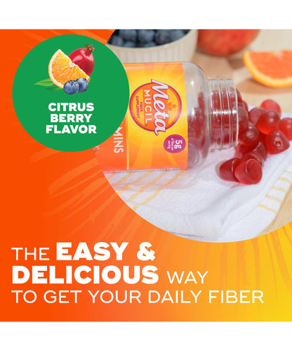 Metamucil Fiber Gummies for Adults with Vitamins C, D, B12 for Metabolism, No Sugar Added Citrus Berry Flavor, 5g Plant Based Prebiotic Metamucil