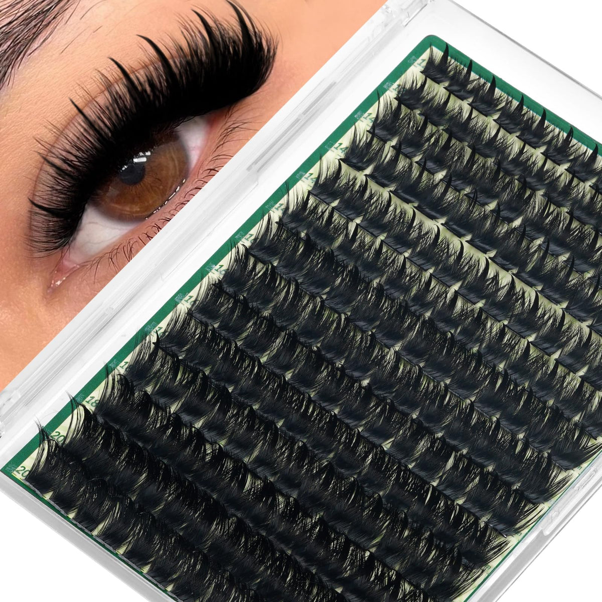 KEYYOU Lash Clusters with Spikes - 200D Volume Wispy Manga Lash Clusters KEYYOU