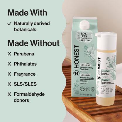 The Honest Company Shampoo & Body Wash, Hypoallergenic, Fragrance-Free The Honest Company