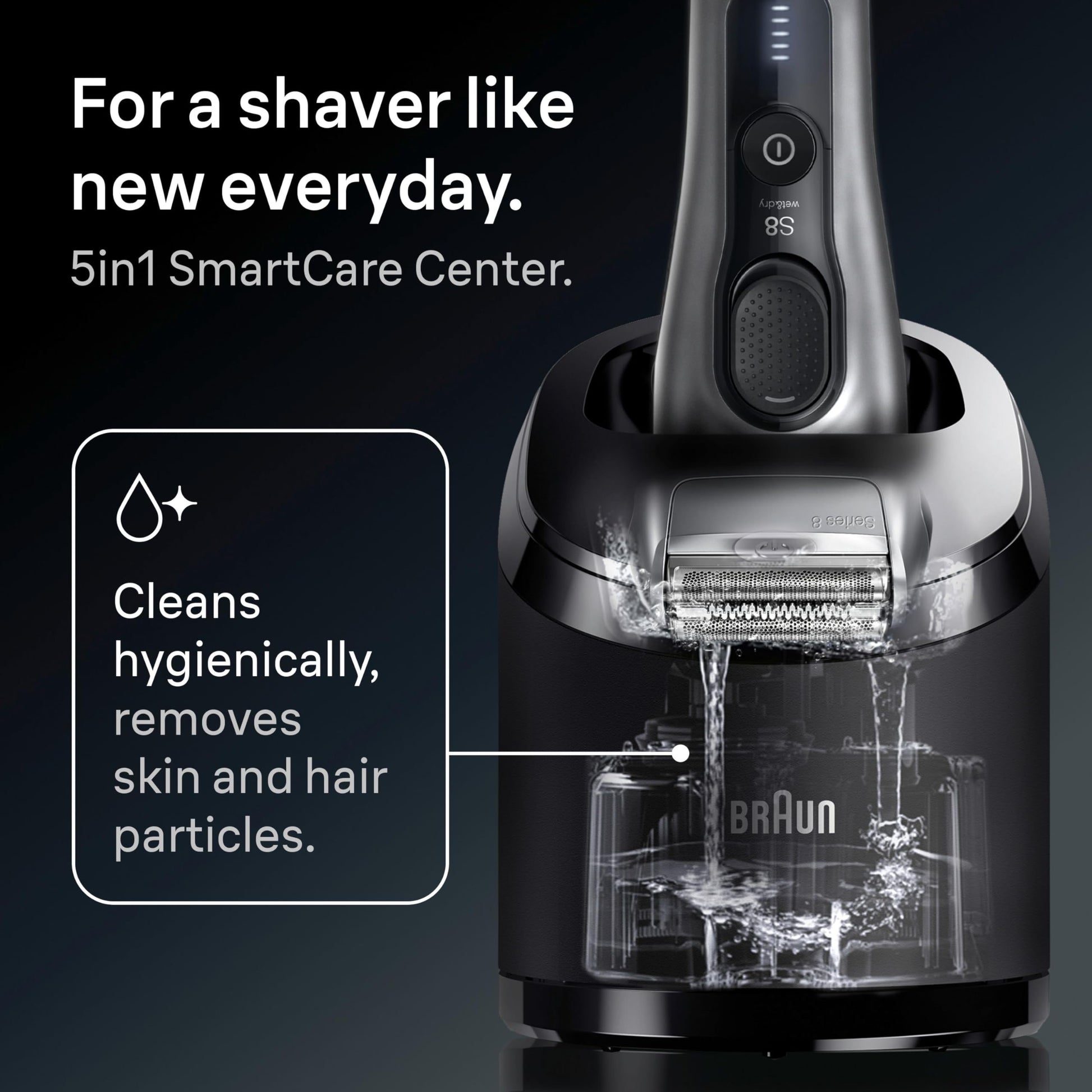 Braun Series 8 Electric Razor for Men, with 4+1 Shaving Elements & Precision Long Hair Trimmer, Close & Gentle Even on Dense Beards, Wet & Dry Electric Razor with 60min Runtime, 8517s Galvano Silver Gsupps Australia