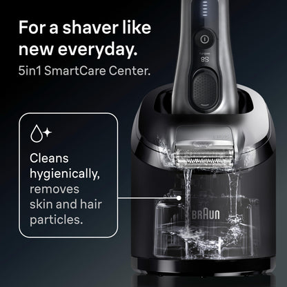Braun Series 8 Electric Razor for Men, with 4+1 Shaving Elements & Precision Long Hair Trimmer, Close & Gentle Even on Dense Beards, Wet & Dry Electric Razor with 60min Runtime, 8517s Galvano Silver Gsupps Australia