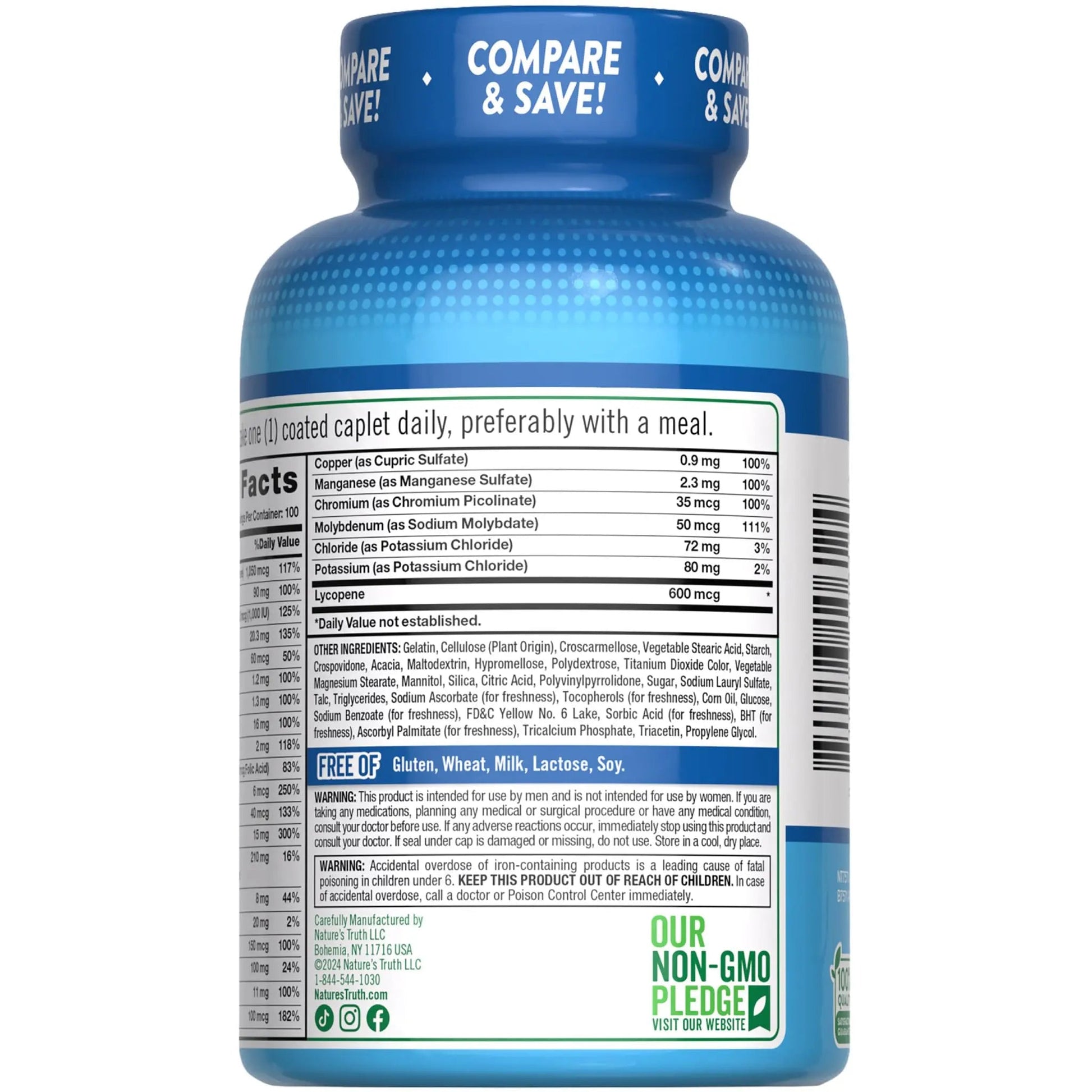 Nature's Truth Multivitamin for Men | with Iron, Vitamins A, C, D & E | 100 Caplets | Non-GMO & Gluten Free for Adults Nature's Truth buy australia supplements