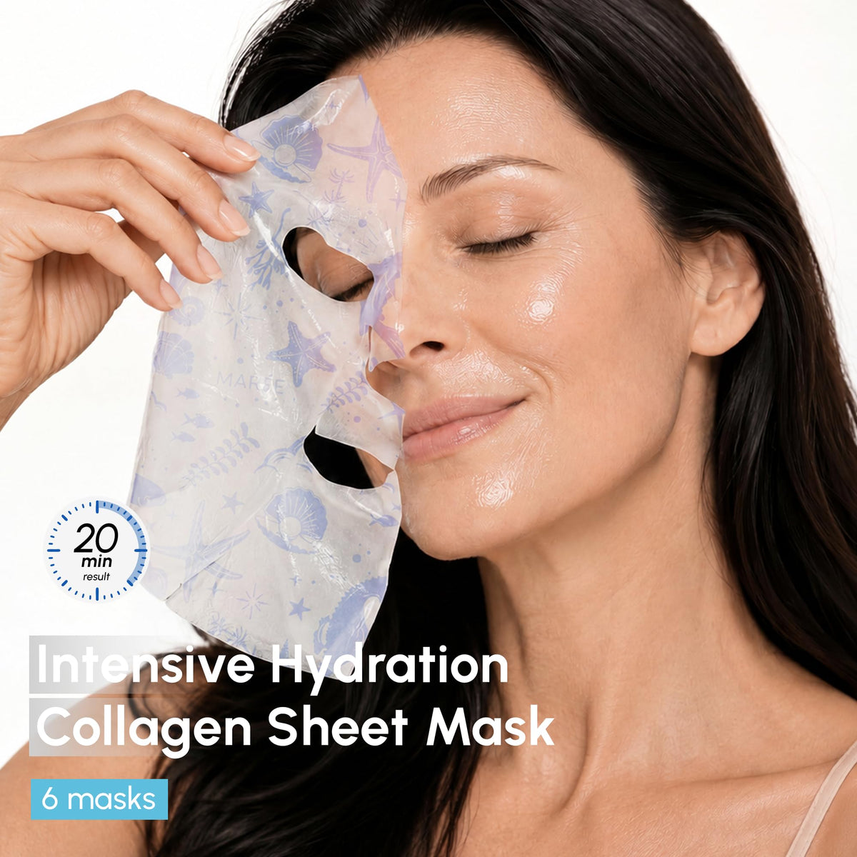 MAREE Collagen Facial Mask with Hyaluronic Acid - Sheet Face Mask 6 Ct MAREE