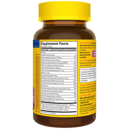 Nature Made Prenatal Vitamins for Women with Folic Acid + DHA, Prenatal Vitamin and Mineral Supplement for Daily Nutritional Support Nature Made