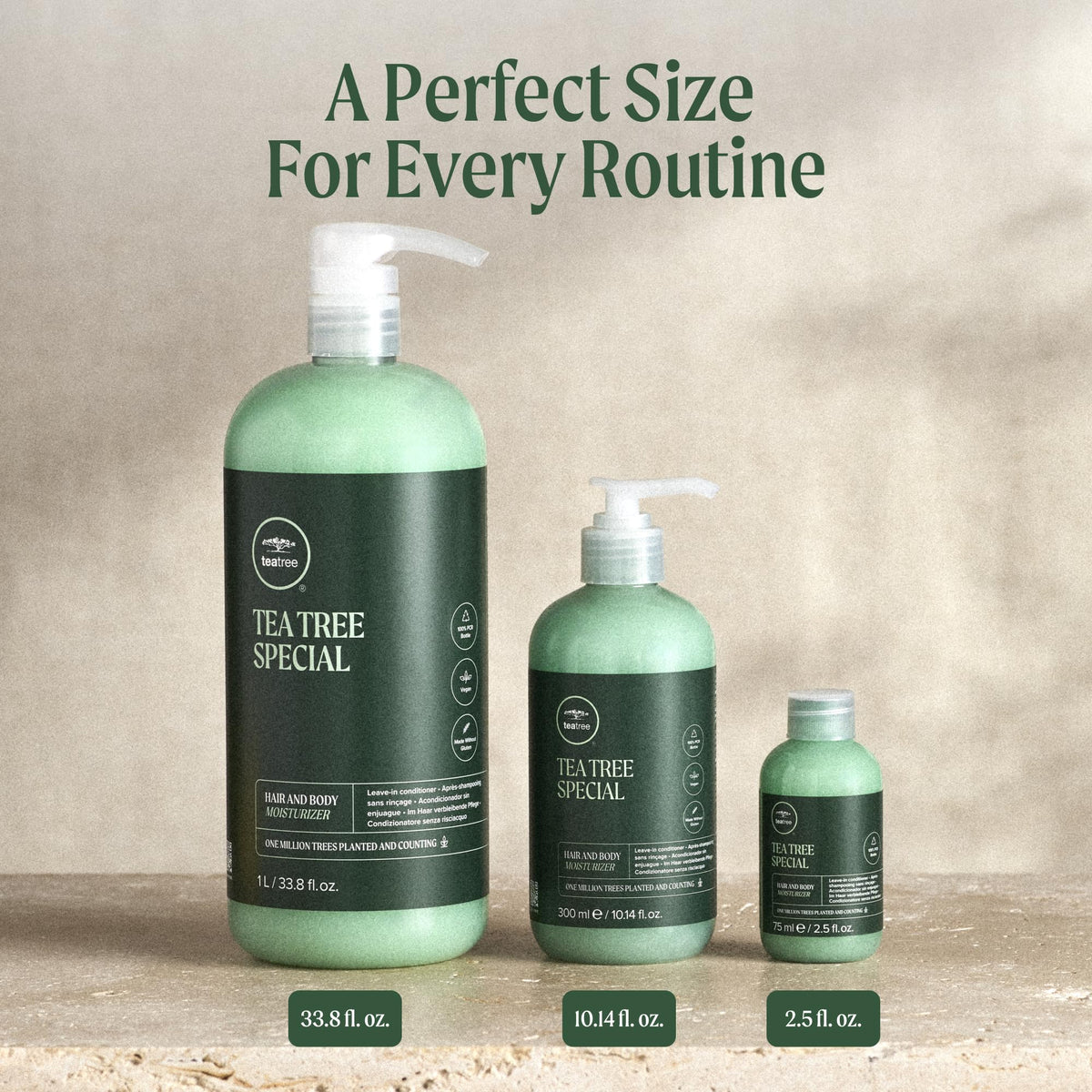 Tea Tree Hair and Body Moisturizer Leave-In Conditioner, Body Lotion, After-Shave Cream, For All Hair + Skin Types, 10.14 fl. oz. Tea Tree