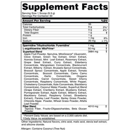 Advanced Bionutritionals Pep Tonic Powdered Superfood Formula 50 Fruits, Vegetables, Herbs, and Superfoods - Vegan, Vegetarian - 9.84 OZ - 279 g Advanced Bionutritionals