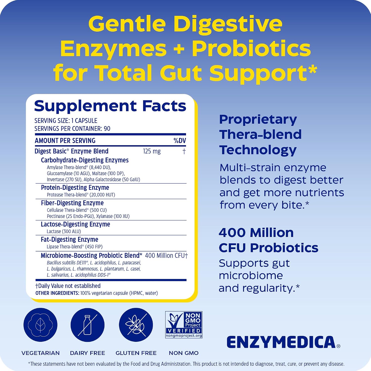 Enzymedica Digest Basic + Probiotics - 90 Caps Gsupps Australia