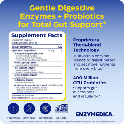 Enzymedica Digest Basic + Probiotics - 90 Caps Gsupps Australia