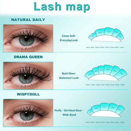 AMZGIRL Lash Clusters Kit 320Pcs, 30D+40D D Curl Wispy Eyelash Extensions AMZGIRL LASH