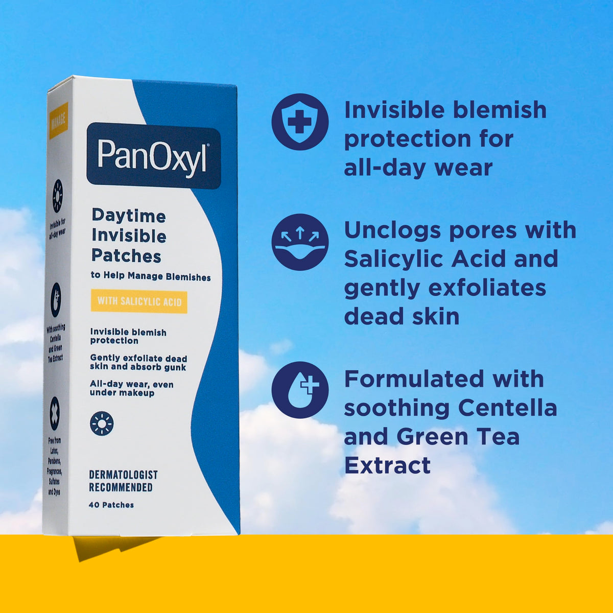 PanOxyl Daytime Invisible Patches, Salicylic Acid, 40ct, 20 Large & Small PanOxyl