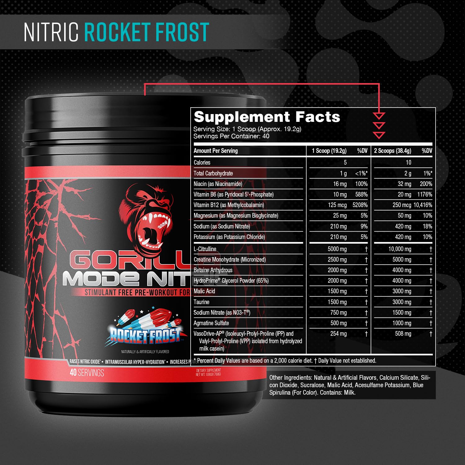 Gorilla Mode Nitric Upgraded Stimulant Free Pre-Workout – Best Tasting and Most Effective Stimulant Free Pre-Workout/Massive Pumps · Vasodilation · Power / 768 Grams (Rocket Frost) Gorilla Mind buy australia supplements