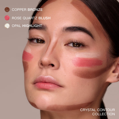 Ogee Face Stick Crystal Collection Trio - Contour Stick Makeup Collection - Certified Organic Contour Palette - Includes Bronzer Stick, Blush Stick & Highlighter Stick Ogee