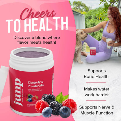JUNP Electrolytes Powder No Sugar No Carbs, Wild Berry Fruit Flavor Keto Electrolyte Drink Mix - Potassium & Salt Hydration Powder Electrolytes, Zero Calorie Sugar Free Electrolyte Powder, 90 Servings JUNP