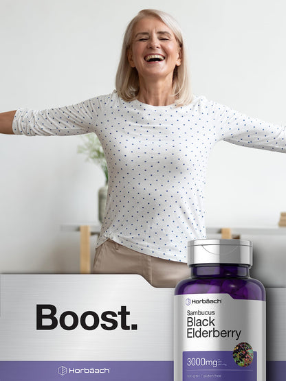 Horbäach Black Elderberry | 180 Count | Non-GMO, Gluten Free | Sambucus Extract Supplement Horbäach