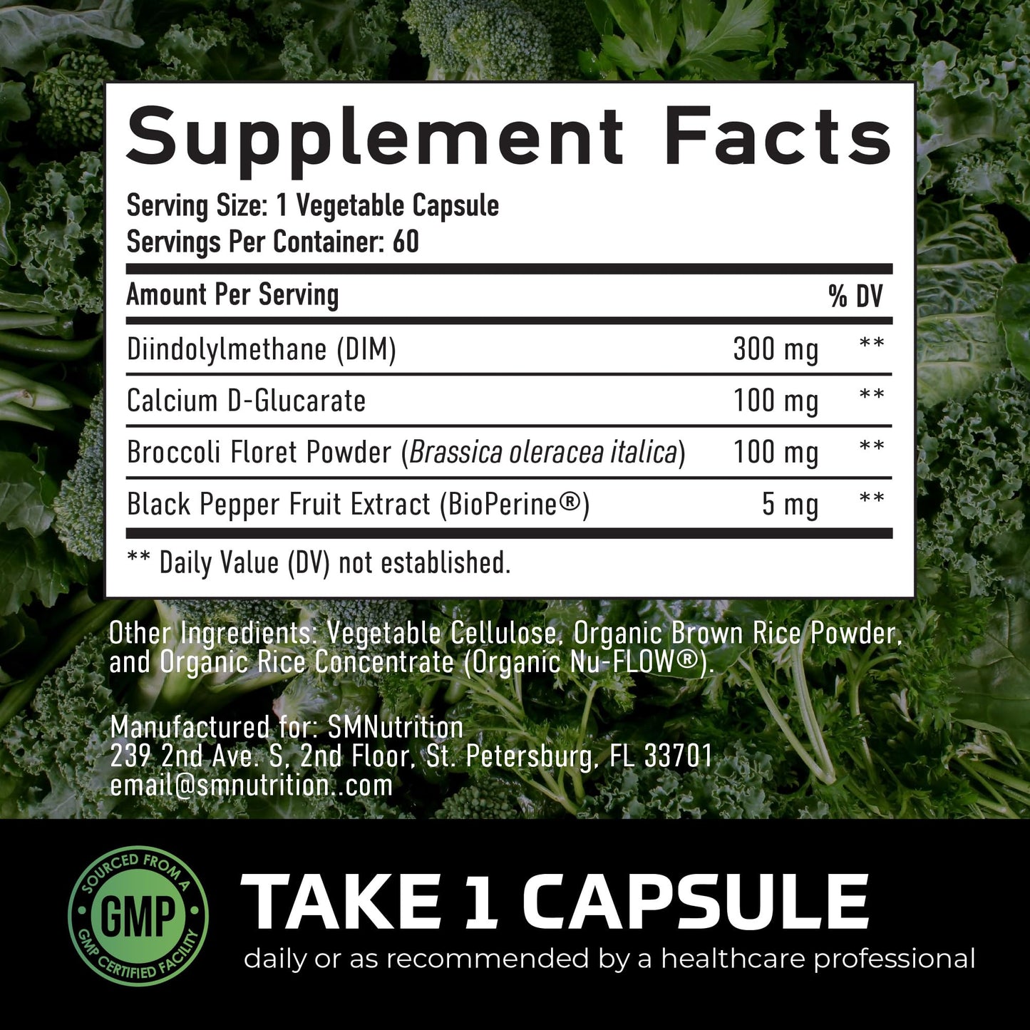DIM Supplement for Men 300mg | Estrogen Blocker & Aromatase Inhibitor | Extra Strength Men’s Hormone Balance & Fitness Booster with Diindolylmethane Plus CDG SMNutrition
