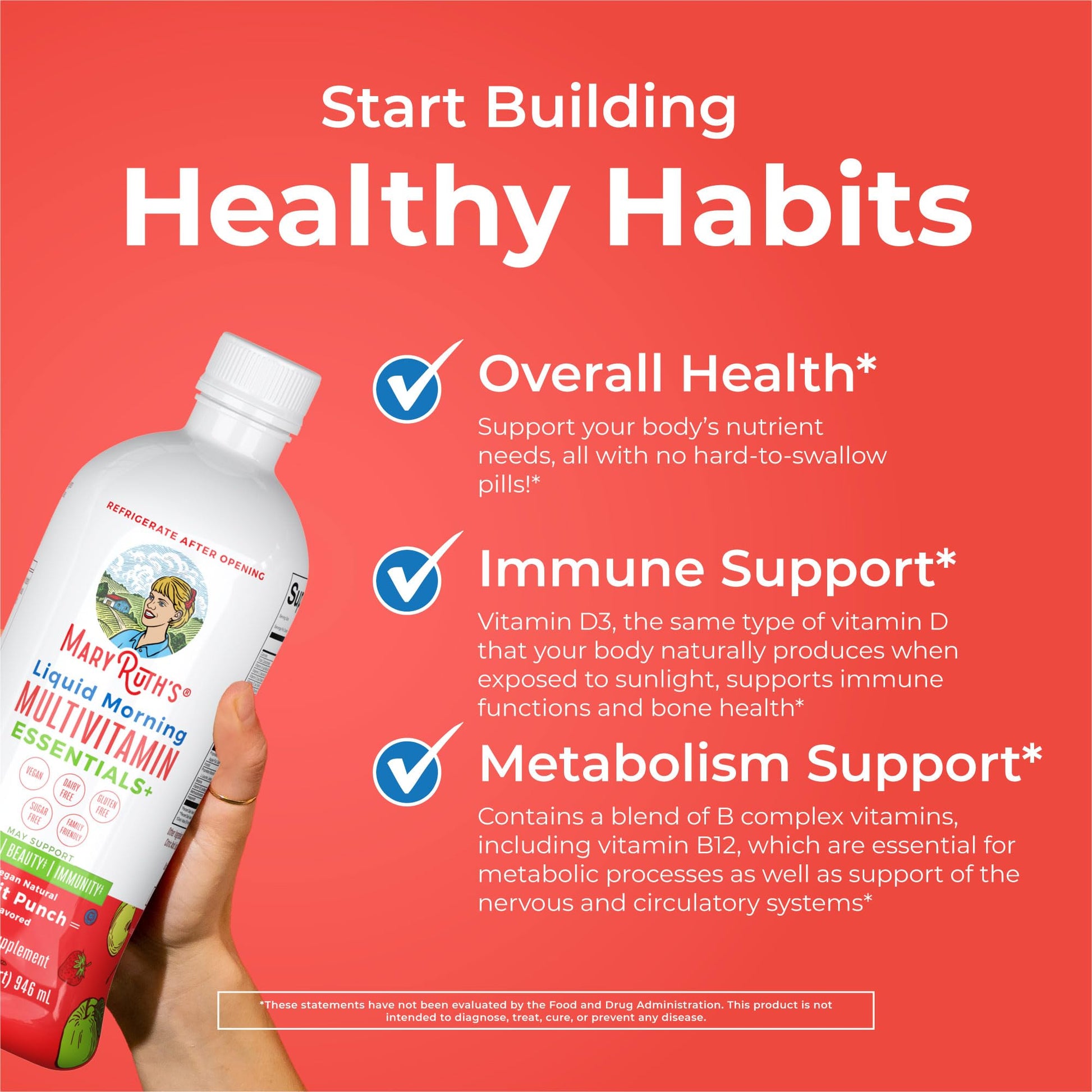 MaryRuth Organics Liquid Morning Multivitamin Essentials+ | Vitamin A C D E B6 B12 Biotin Zinc, Mens Womens Multivitamin, Immune Support, Beauty | Sugar Free | Vitamins for Ages 1+ | Vegan | 32 Fl Oz MARYRUTH'S buy australia supplements