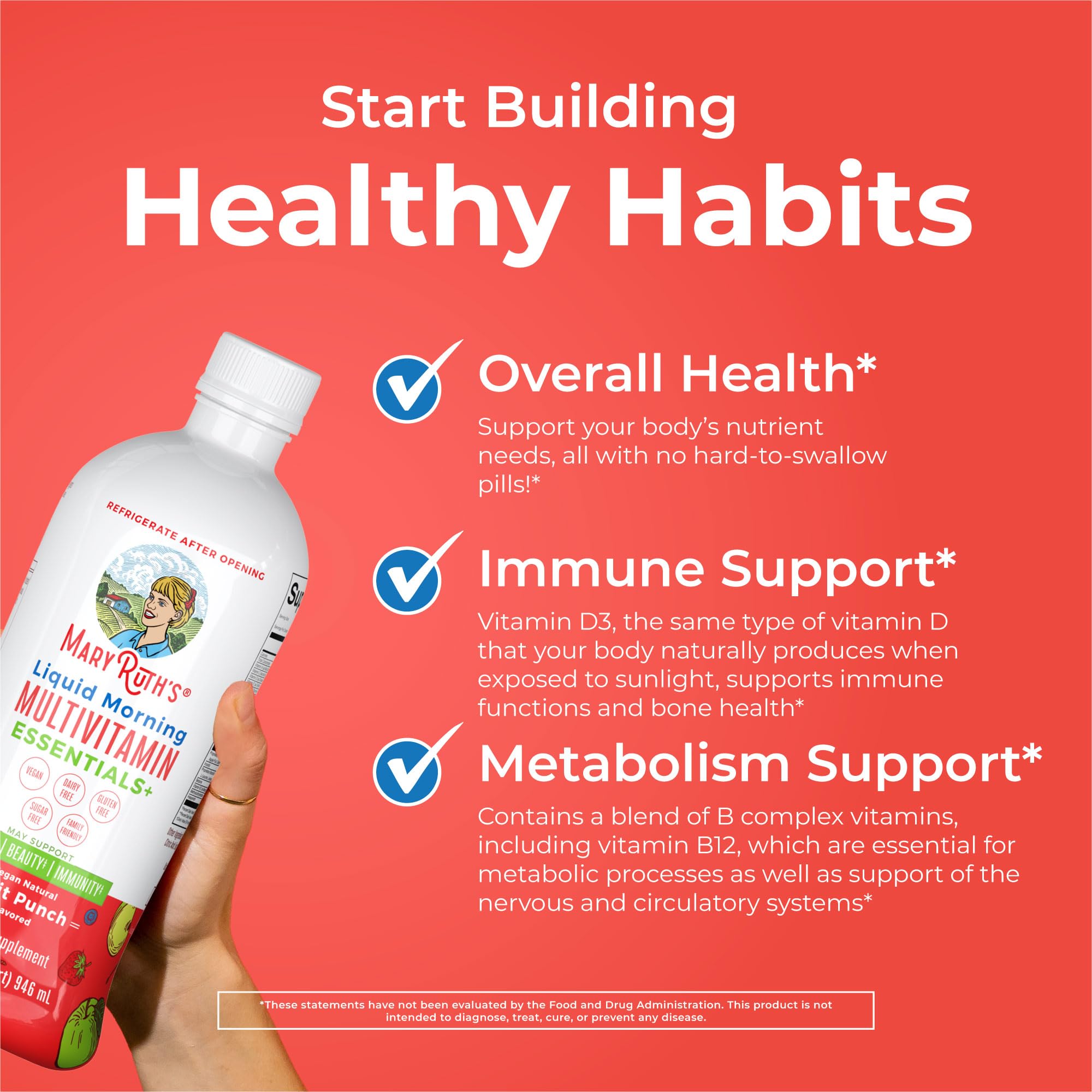 MaryRuth Organics Liquid Morning Multivitamin Essentials+ | Vitamin A C D E B6 B12 Biotin Zinc, Mens Womens Multivitamin, Immune Support, Beauty | Sugar Free | Vitamins for Ages 1+ | Vegan | 32 Fl Oz MARYRUTH'S buy australia supplements