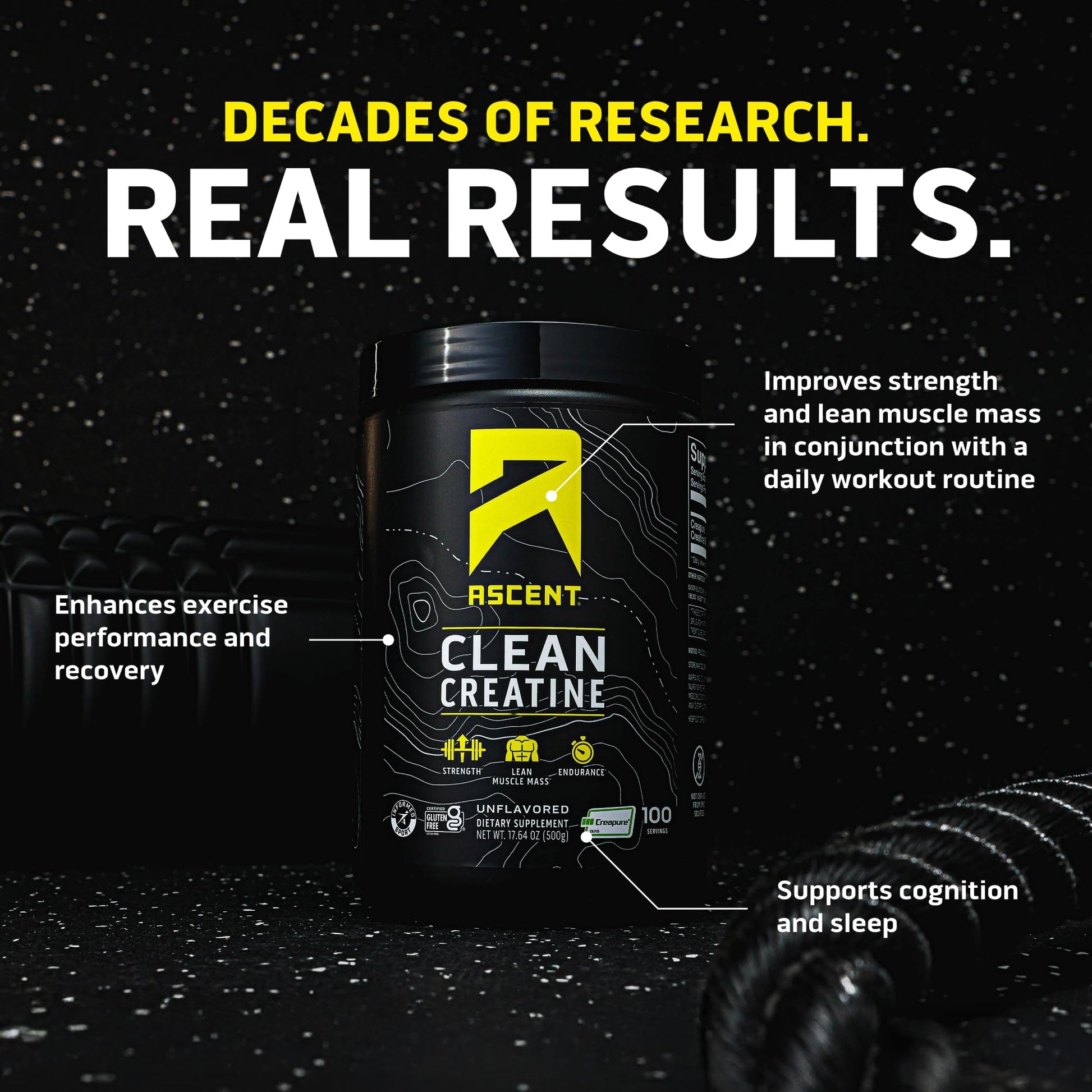 Ascent Clean Creatine Monohydrate Powder - 5G Per Serving, Creapure Creatine Supplement - Unflavored, 100 Servings Ascent buy australia supplements
