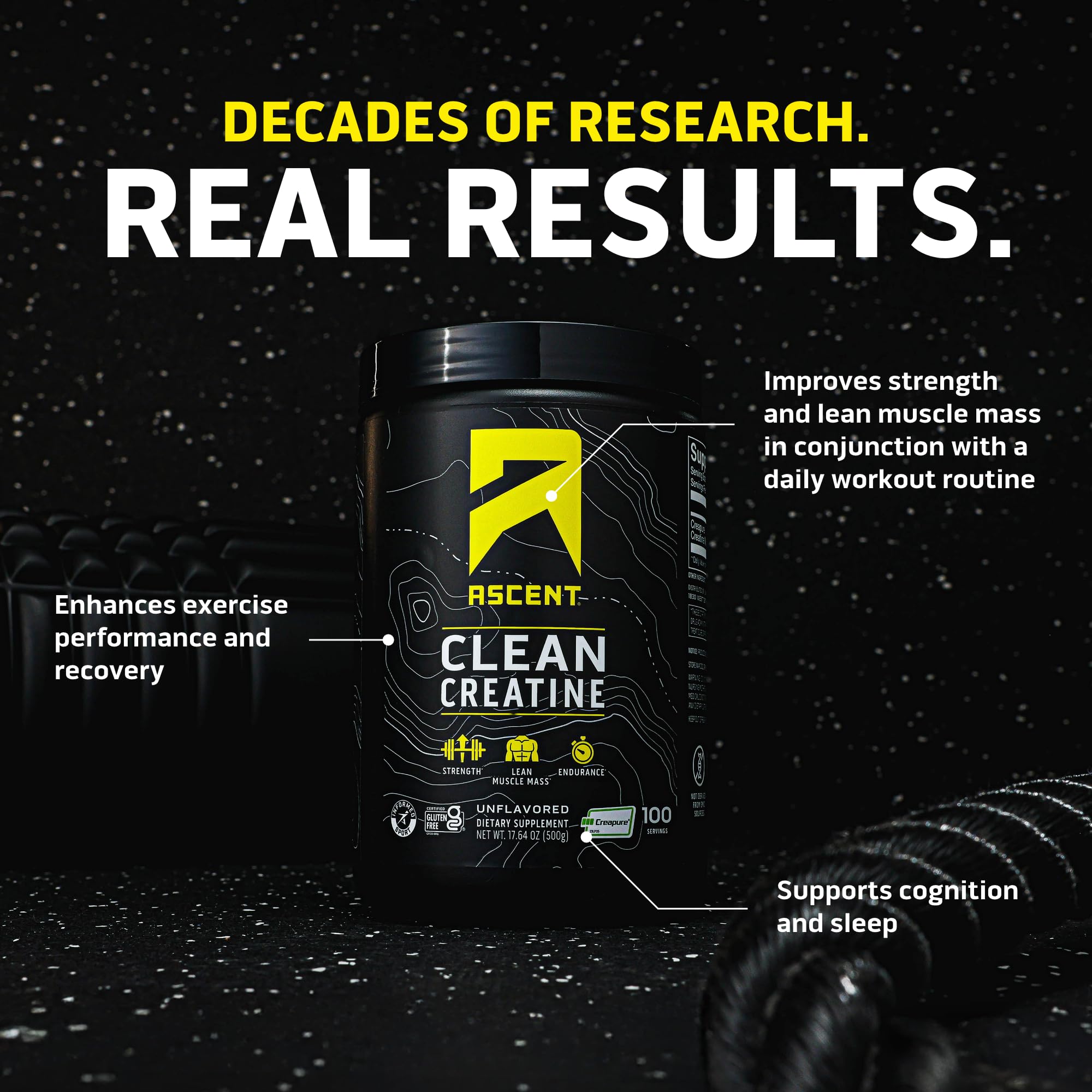 Ascent Clean Creatine Monohydrate Powder - 5G Per Serving, Creapure Creatine Supplement - Unflavored, 100 Servings Ascent buy australia supplements