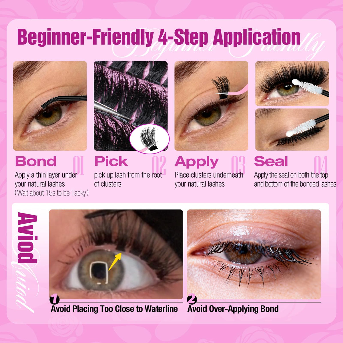 Yawamica Fluffy Lash Clusters Thick 200D Volume Eyelash Clusters 14-20mm Wispy Individual Lashes D Curly Cluster Eyelash Extensions 240pcs DIY Lash Extension for Beginners Yawamica