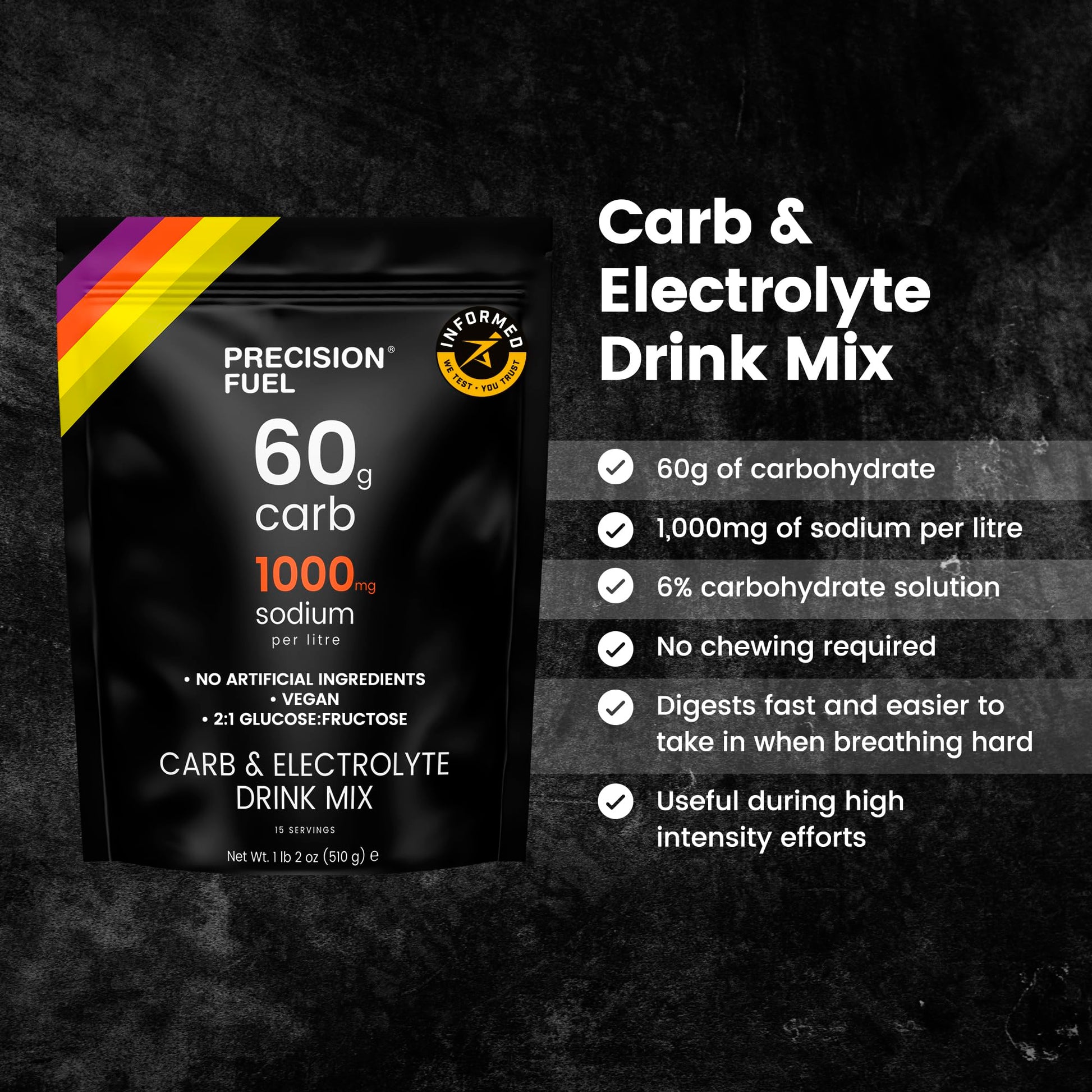 Precision Fuel PF60 Carb & Electrolyte Drink Mix Powder for Hydration & Energy - Endurance Sports Nutrition, Vegan, Hypotonic - 60g Carb, 1000mg Sodium per Litre - Mild Citrus Flavor, 1-Pack Precision Hydration buy australia supplements