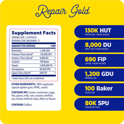 Enzymedica Repair Gold for Men & Women - 120 Capsules Gsupps Australia
