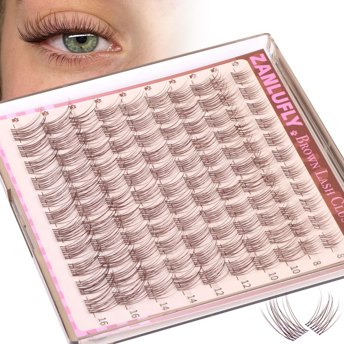 Brown Lash Clusters Natural Eyelash Clusters Invisible Band Brown Lash Extension C Curly Dark Brown Wispy Lash Extension DIY Individual Eyelash Extension by zanlufly zanlufly
