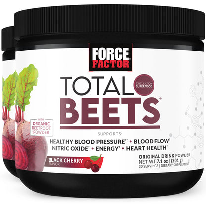 Force Factor Total Beets Superfood Beet Root Powder 2-Pack, Nitrates to Support Circulation, Blood Flow, Nitric Oxide, Energy, Endurance, Stamina Force Factor