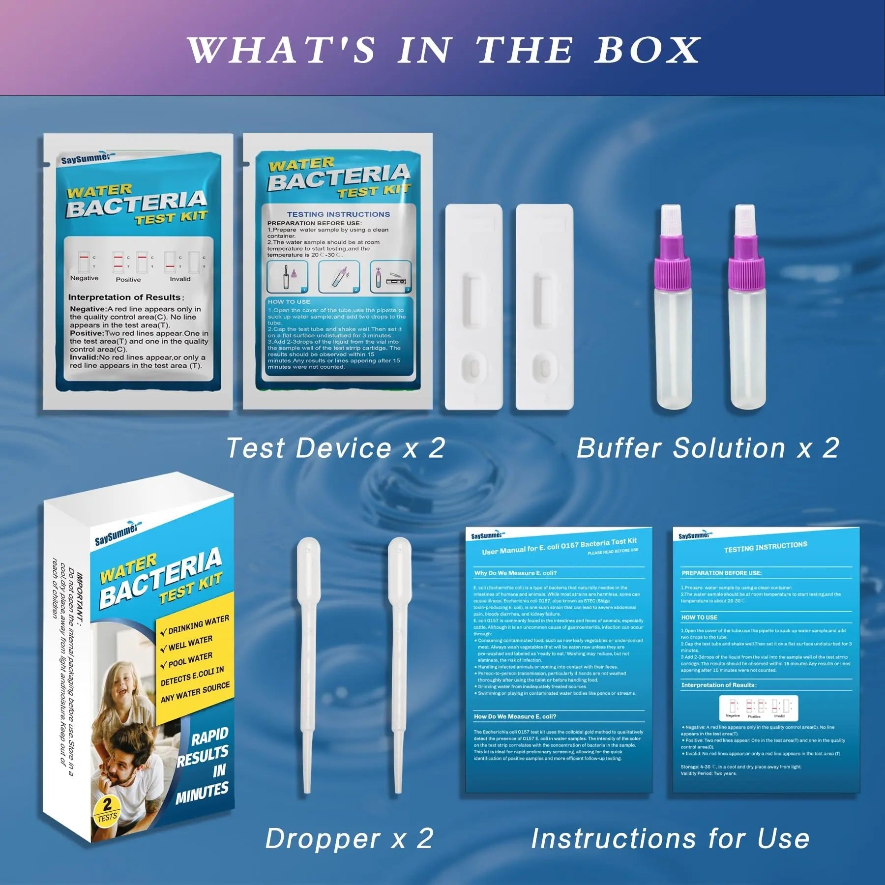 Water Bacteria Test Kit for Drinking Water: Results in 15 Minutes Coliform Bacteria Water Test Kit 2 Counts for Any Water Source Including Well Water Pool Water SaySummer buy australia supplements