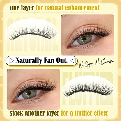 Short Lash Clusters Natural Cluster Eyelash Extensions 8-10-12MM Clear Band Cluster Lashes Extensions Wispy Individual Lashes CC-Curly Eyelash Clusters Pestañas Postizas Naturales 144Pcs DIY Lashes Mavphnee