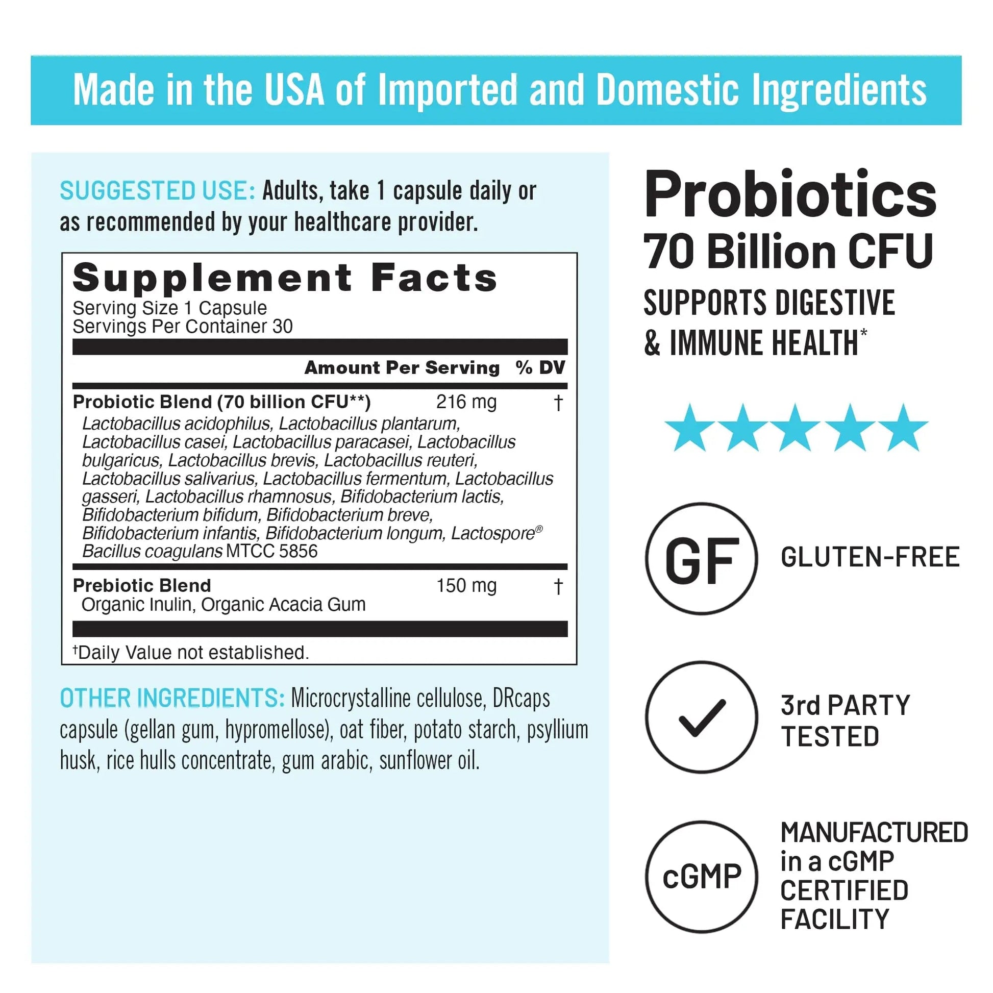 NatureWise Probiotics 70 Billion CFU - 17 Strains + Organic Prebiotics - Immune, Digestive & Gut Health Support for Women & Men - Vegetarian, Gluten-Free, Non-GMO - 30 Capsules[1-Month Supply] NatureWise buy australia supplements