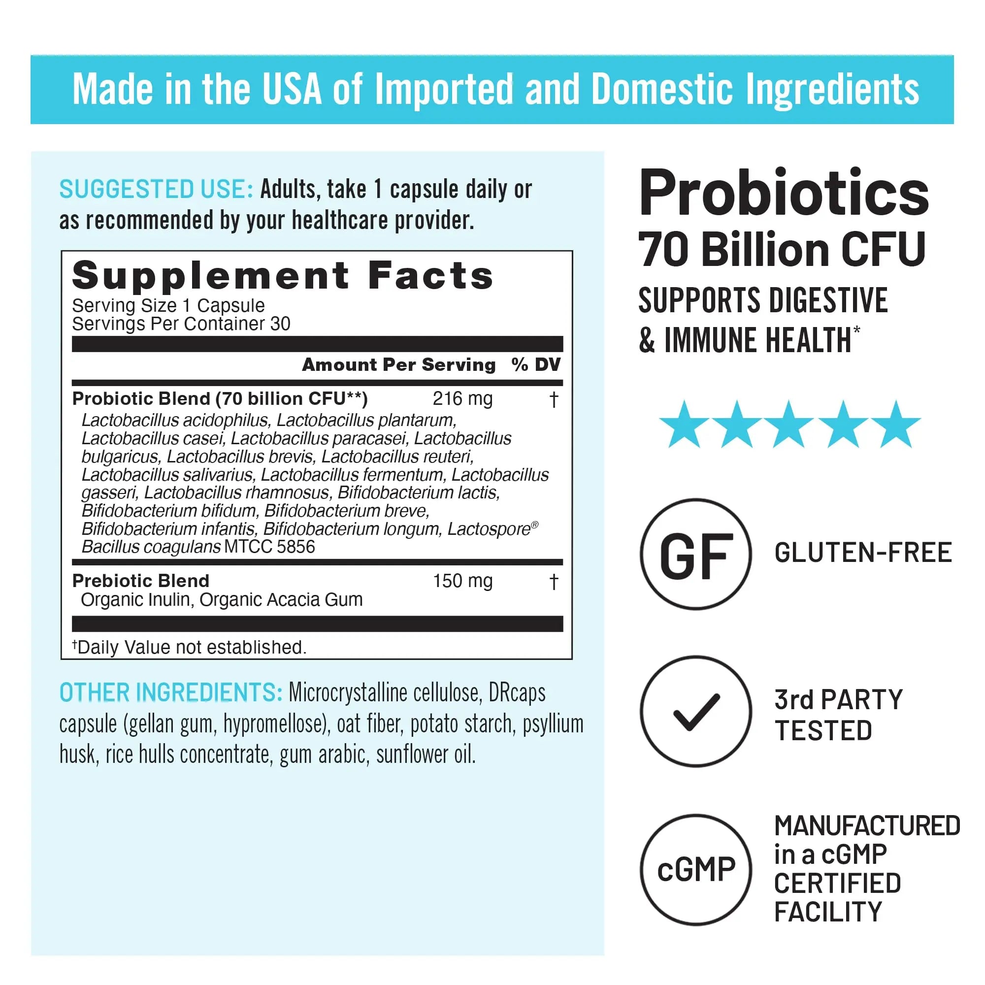 NatureWise Probiotics 70 Billion CFU - 17 Strains + Organic Prebiotics - Immune, Digestive & Gut Health Support for Women & Men - Vegetarian, Gluten-Free, Non-GMO - 30 Capsules[1-Month Supply] NatureWise buy australia supplements