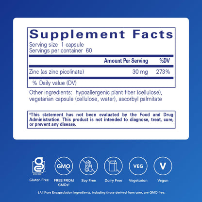 Pure Encapsulations Zinc 30 mg - Supplement for Immune System Support, Growth and Development, and Wound Healing Pure Encapsulations