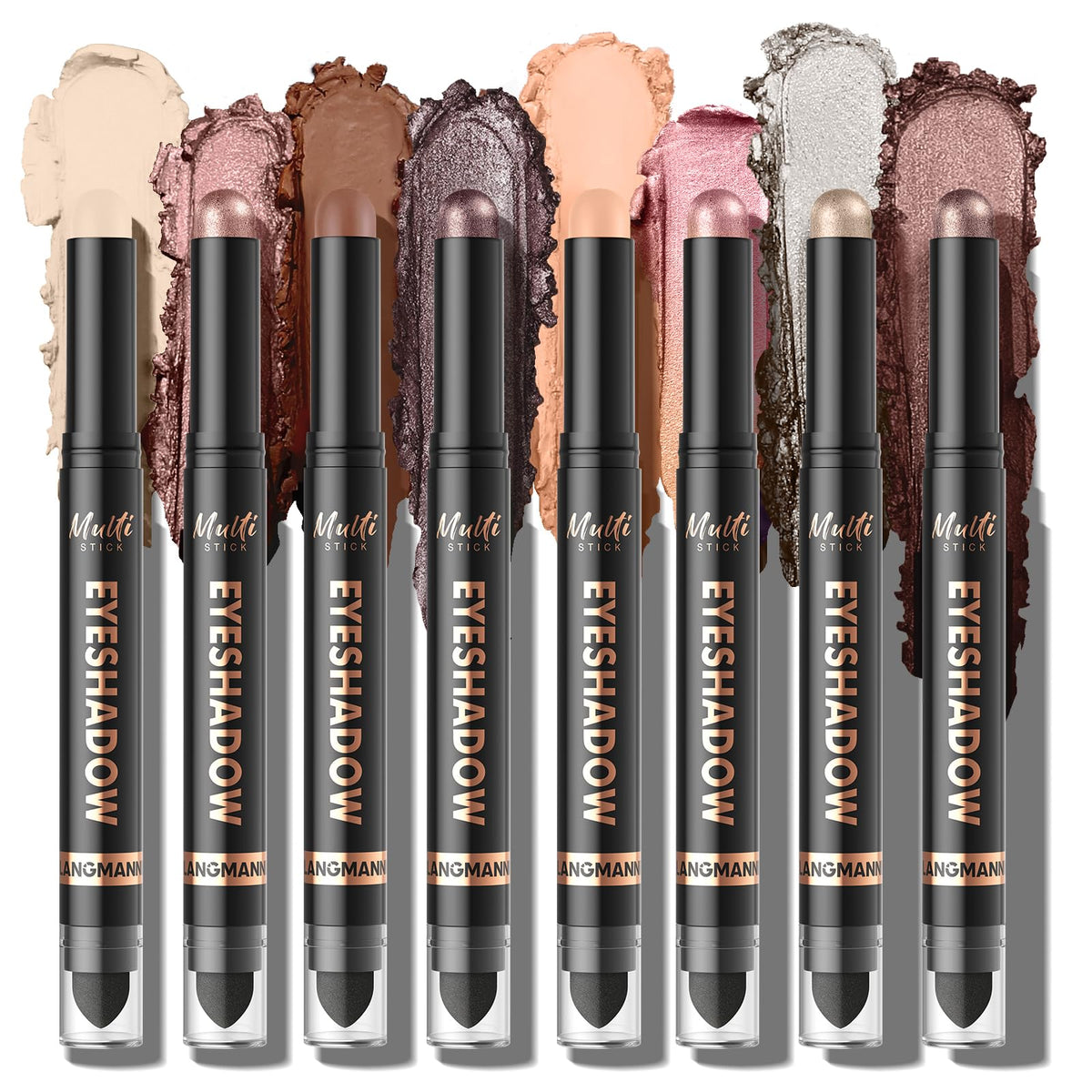 LANGMANNI 8 Color Waterproof Dual-Ended Eyeshadow Stick Set, Eye Makeup #A LANGMANNI