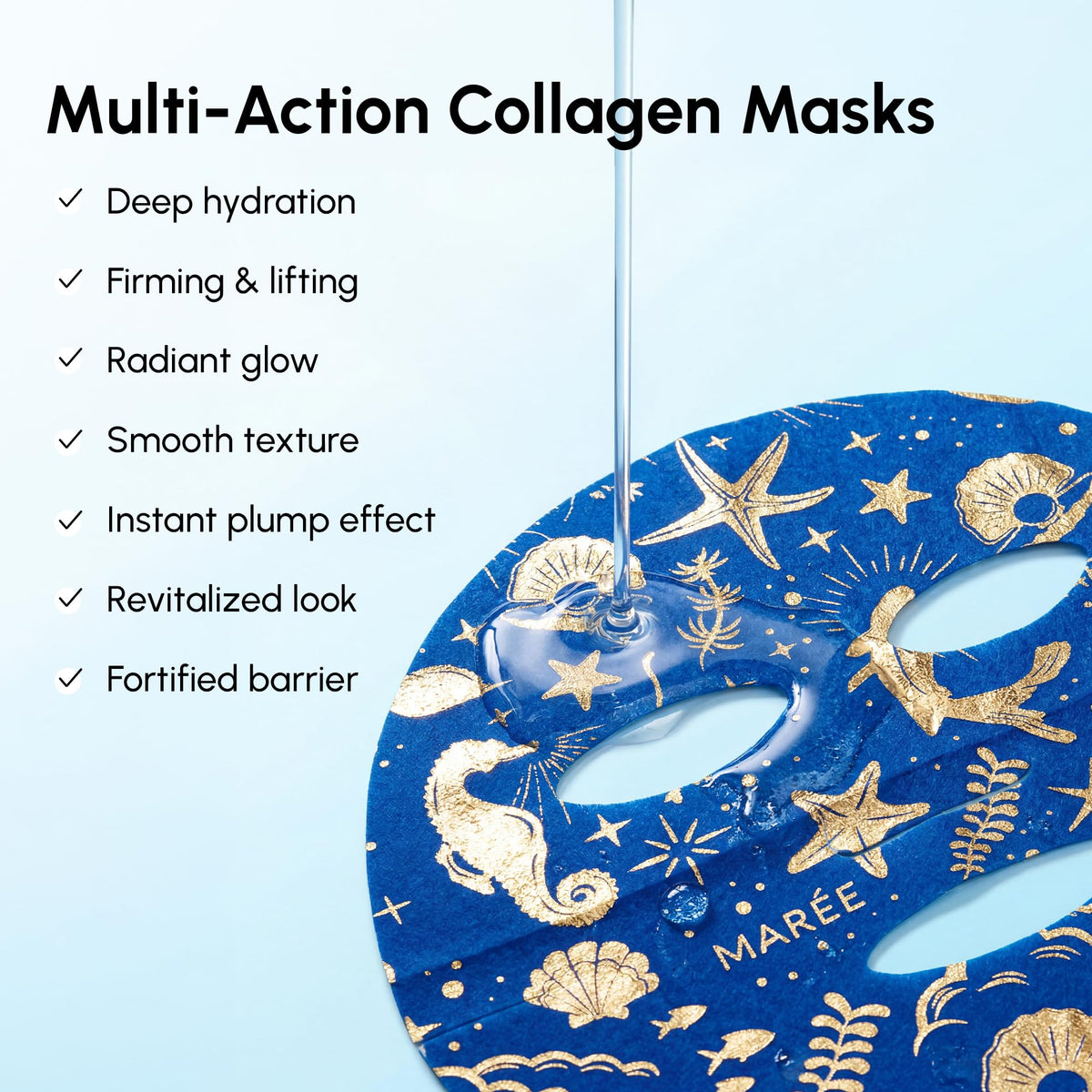 MAREE Collagen Facial Mask with Hyaluronic Acid - Sheet Face Mask 6 Ct MAREE