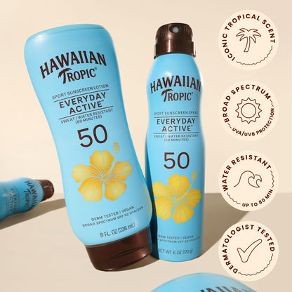 Hawaiian Tropic Everyday Active SPF 50 Sunscreen Lotion, 8 Fl Oz Hawaiian Tropic