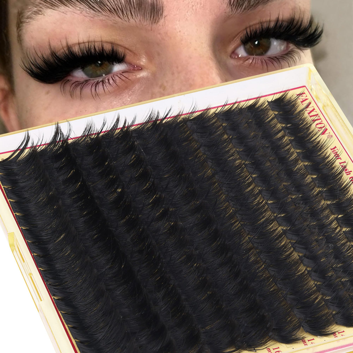Volume Lash Clusters with Spiky Manga Lash Clusters 300D Eyelash Clusters 10-18MM Thick Wispy D Curl Cluster Eyelash Extensions 3D Fluffy Cluster Eyelash Extensions by FANXITON FANXITON