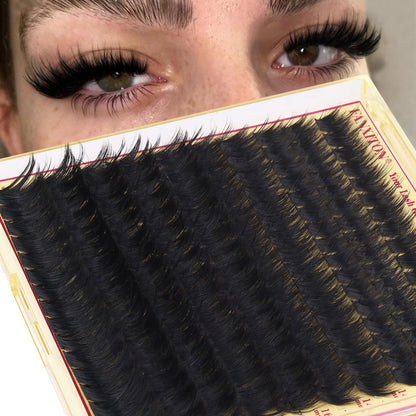 Volume Lash Clusters with Spiky Manga Lash Clusters 300D Eyelash Clusters 10-18MM Thick Wispy D Curl Cluster Eyelash Extensions 3D Fluffy Cluster Eyelash Extensions by FANXITON FANXITON