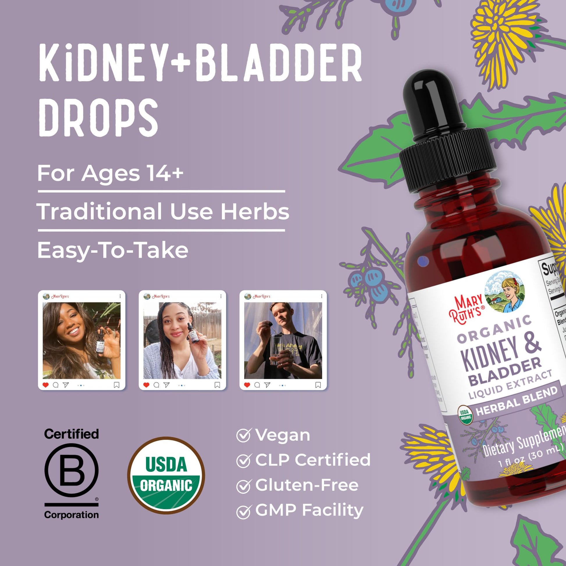MaryRuth Organics Herbal Supplement Drops | Support Renal & Urinary Systems | Juniper Berry | Cleavers | Dandelion | Hawthorn | Horsetail & Chanca Piedra | Vegan | Non-GMO | 1 Fl Oz MARYRUTH'S buy australia supplements