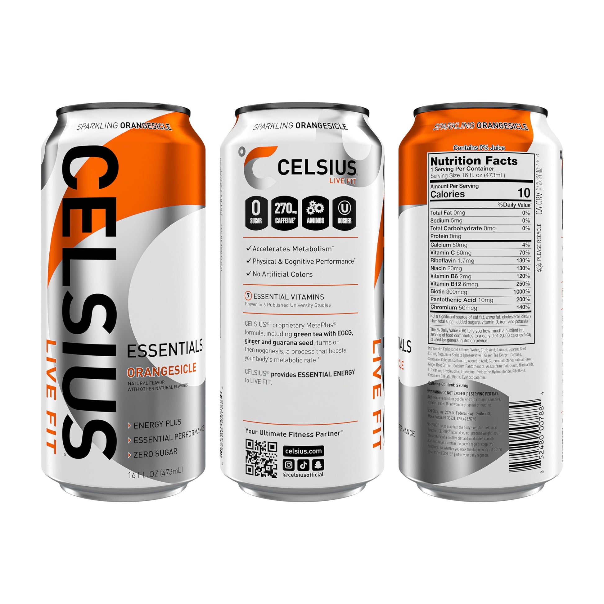 CELSIUS ESSENTIALS, Sparkling Orangesicle, Performance Energy Drink 16 Fl Oz (Pack of 12) CELSIUS buy australia supplements