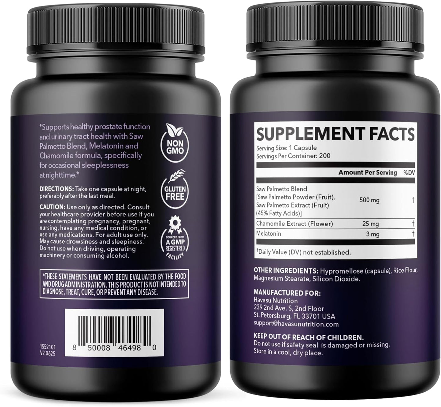Saw Palmetto PM for Men w/ Melatonin, Nighttime Bladder Support, 200 Count | Vegan, Non-GMO Saw Palmetto Extract & Melatonin to Reduce Urinary Frequency, Prostate Health Supplement, 200 Servings Gsupps Australia