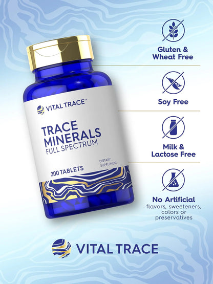 Carlyle Trace Minerals | 200 Tablets | Full Spectrum Supplement | Non-GMO & Gluten Free Complex | by Vital Trace Carlyle