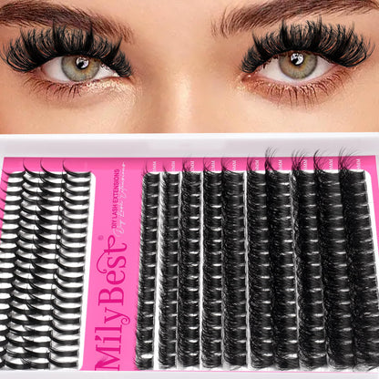 MilyBest Lash Clusters Kit 100D with Spikes, 13-19mm Manga Lashes MilyBest